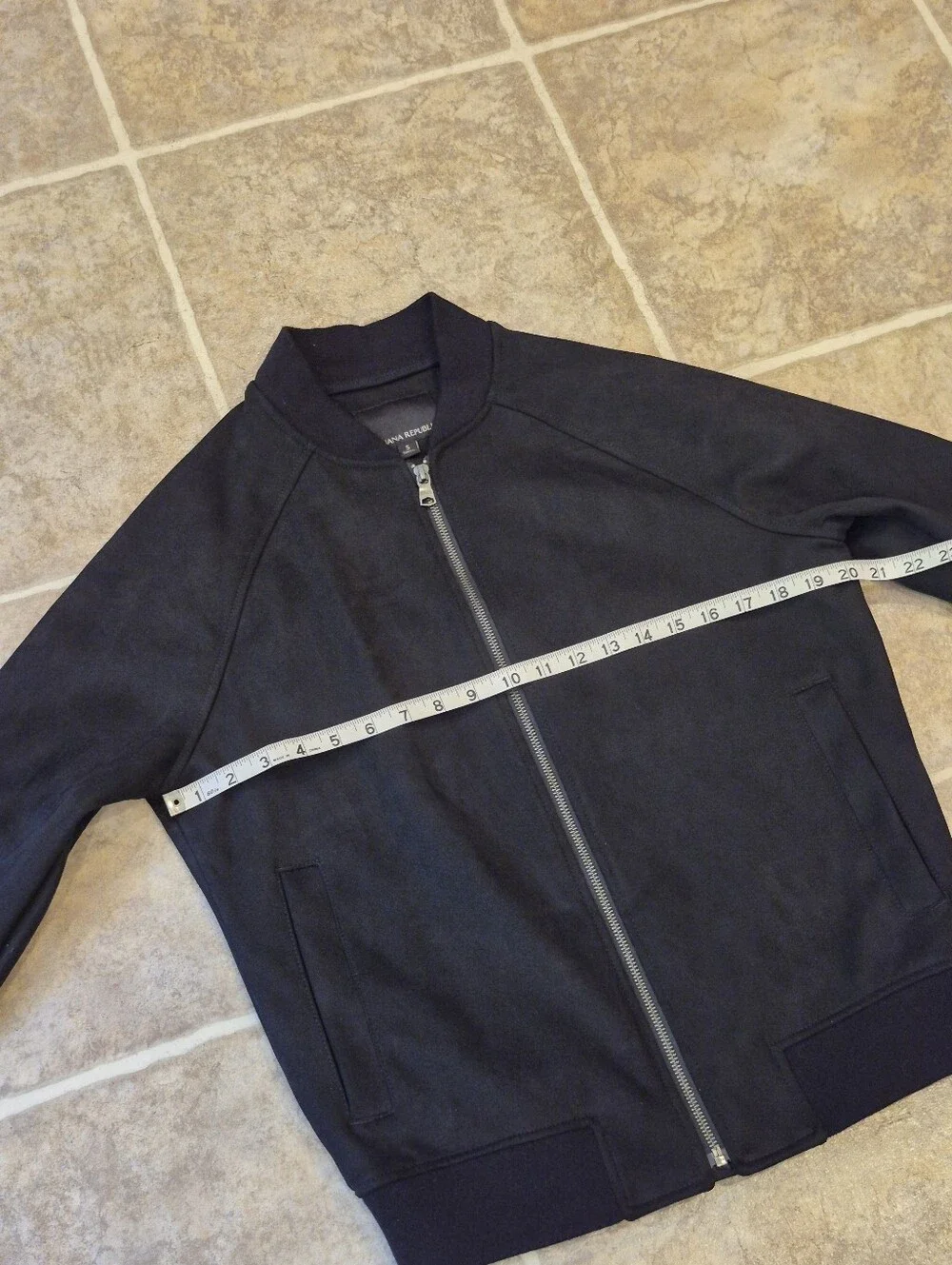 Banana Republic Mens Black Zip-Front Bomber Jacket Size Dmall, Suede Like
